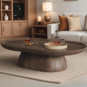 <span class=keywords><strong>Tavolino</strong></span> da Caffè Ovale Moderno Minimalista Wabi-Sabi in Noce <span class=keywords><strong>Nero</strong></span> per <span class=keywords><strong>Soggiorno</strong></span> - Stile Legno Naturale - Product Image 5