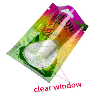 Sacs d'emballage personnalisés imprimés holographiques pour cosmétiques, avec fermeture éclair holographique, auto-scellants sur 3 côtés, petits sacs en Mylar avec fenêtre transparente - Product Image 3