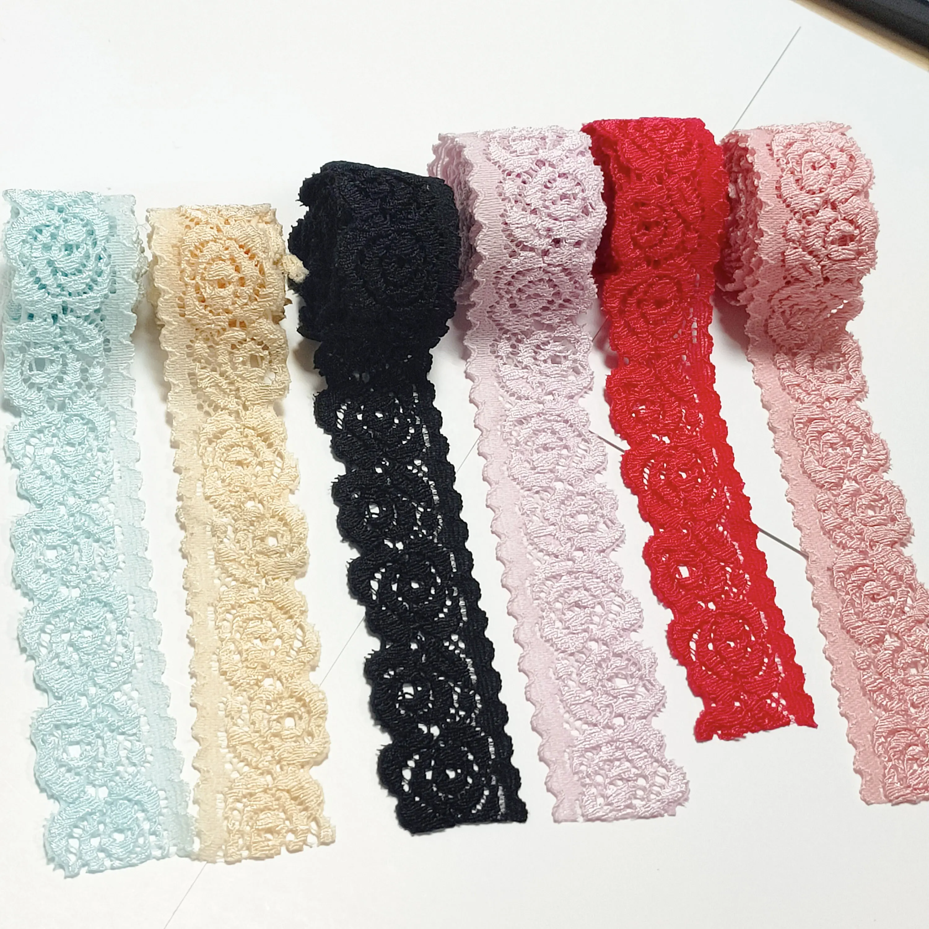 Wholesale used lace used wide warp lace stock lace stretch tape