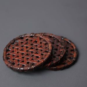 Bamboo Coasters 11 Cm Heat Insulating Tea Table Mats Classical Style Craft Decor - Product Image 4