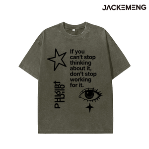 T-shirt Oversize Retrò Streetwear con Scritta 'If You Can't Stop Thinking About It', Maglietta Hip Hop a Maniche Corte, Disponibile all'Ingrosso dal Magazzino Locale USA - Product Image 3