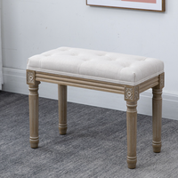Tabouret carré européen en tissu, tabouret de piano bjflamingo Vanity Bench Foot-stool avec pieds en bois sculpté