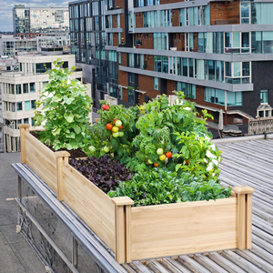 Wooden Elevated Hydroponic Garden <strong>Bed</strong> Planting Box Lockable Wheels Mobile Storage Eco-friendly Home Outdoor <strong>Block</strong> Contemporary - Product Image 3