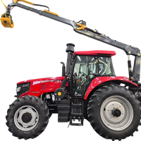 Grue de préhension montée personnalisée Mannick sur tracteur-chargeur-benne, grappin à bois, manutacteur de matériaux