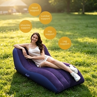 Canapé gonflable flocqué en PVC à courbe en S, chaise longue gonflable étanche et portable pour la plage, le camping et la détente familiale, lit canapé gonflable