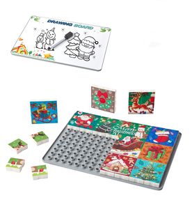 Halloween dinosaurus Natal laut nomor alfabet ruang beberapa tema Puzzle blok dengan papan gambar - Product Image 1