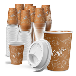 Gobelets en papier à double paroi écologiques personnalisés pour boissons 8oz 10oz 12oz 16oz Gobelet à thé Boba avec couvercle Gobelet en papier à paroi ondulée pour boissons - Product Image 1