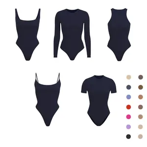 Wholesale Nylon Fabric Women Basic Spandex Nude Bodysuits Jumpsuit One Piece Short Sleeves Fitness Bodysuit For Women