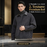 Veste à col montant gris foncé à manches longues et boutonnée pour l'automne et les trajets quotidiens