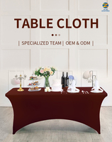 Housses de table publicitaires personnalisées en polyester extensible pour salons professionnels, imperméables, avec logo imprimé par transfert à chaud, pliables, marque ZJ, couleur personnalisée