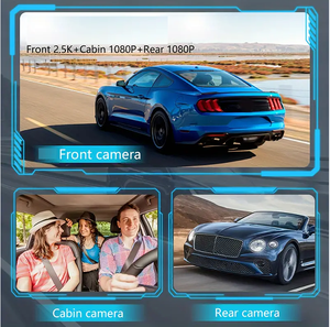 3 Channels Car <strong>Camera</strong> 2.5k Front Inside and Rear Car Black Box Night Vision Car Video Recorder GPS <strong>Wifi</strong> Dash Cam - Product Image 2