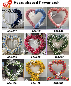 SMOOTH OEM Red Roses Artificial Flower Arch Heart Shaped Flower Arch Wedding <b>Backdrop</b> <b>Stand</b> for Decoration - Product Image 6