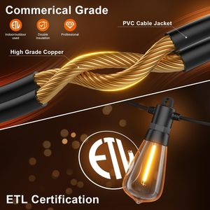 Cadena de luces LED de grado comercial ST38 E12 conectable boda vacaciones fiesta iluminación guirnalda Retro Edison filamento bombilla UE - Product Image 5