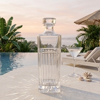 Bouteille de vin en verre carrée à rayures verticales bicolores de 500 ml, adaptée au gin, à la vodka, au whisky, logo personnalisable disponible