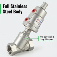 Katup Kontrol Pneumatik Katup Sudut SS304/316 1.6MPa 180 ° C ISO CE untuk Industri Makanan, Uap, dan Farmasi