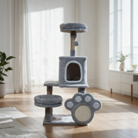 Arbre à chat moderne en peluche douce pour chats d'intérieur, tour d'escalade multi-niveaux, condo privé, lits de repos, jouet interactif suspendu, carton