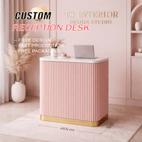 Comptoir de réception moderne rose écologique et durable pour salons de beauté, bureaux, hôtels, gymnases
