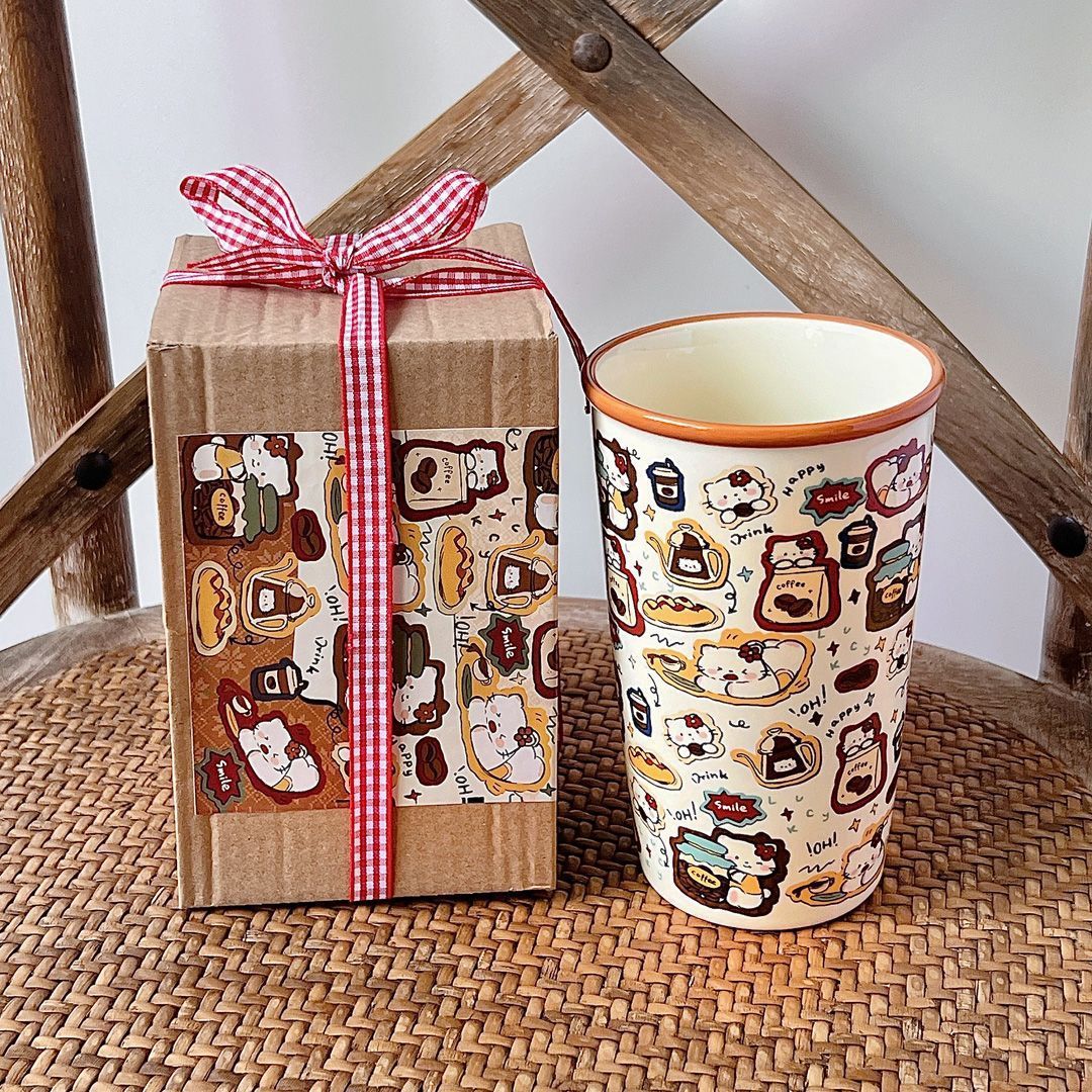 Retro Cat Handheld Mug Single Cup Gift Box