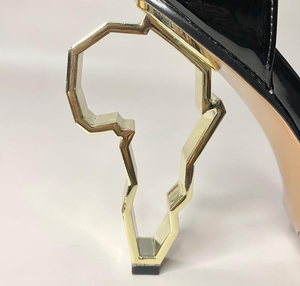 Xinzirain Manufacture <strong>Women</strong> Custom Heels <strong>Strappy</strong> Gold Heels Mental logo <strong>Sandals</strong> - Product Image 3