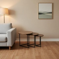 Tables basses gigognes modernes 3 pièces, structure métallique durable, plateau en MDF, ensemble de tables d'appoint empilables pour salon, chambre et entrée