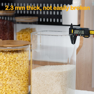 Boîte de conservation carrée en verre hermétique avec couvercle en bambou, sans BPA, passe au lave-vaisselle, pour sucre, farine, biscuits - Product Image 5