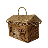 Panier en rotin tressé en forme de maison avec poignée, panier de rangement décoratif pour jouets d'enfants, cadeaux de naissance, cadeaux de mariage, friandises de fête