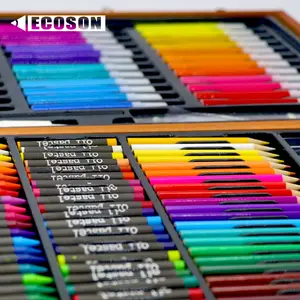 लकड़ी ले जाने के मामले 36 Watercolors 24 प्रीमियम रंगीन पेंसिल जुआ खेलने पेंसिल तेल Pastels Crayons 150 पीसी बच्चों कला सेट की आपूर्ति