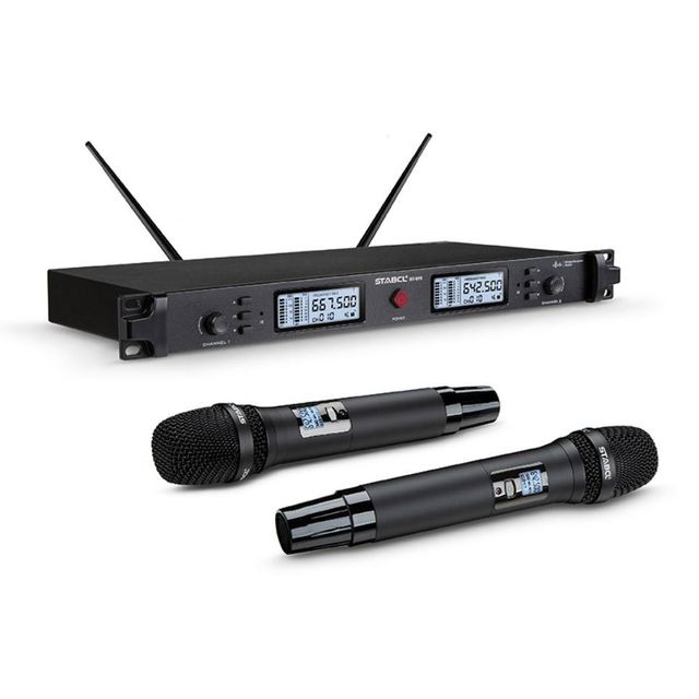 Professional ST-970 UHF Karaoke Wireless Microphone Noise Cancelling Long Range FM Modulation Portable Stage Conference Metal