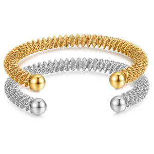Brazalete de Acero Inoxidable con Cierre de Resorte de 8MM, Estilo Retro Europeo Americano, Chapado en Oro de 18K, para Mujer - Product Image 1