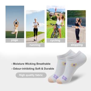 Calcetines finos de corte bajo de algodón peinado al tobillo para mujer Impresión digital a rayas Lindos regalos de moda para jóvenes - Product Image 5