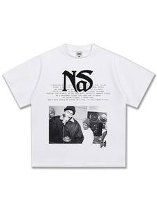 T-shirt graphique vintage Nas pour homme, coton lourd 300G, imprimé portrait rétro années <span class=keywords><strong>90</strong></span> Hip Hop <span class=keywords><strong>Rap</strong></span>, streetwear oversize - Product Image 2