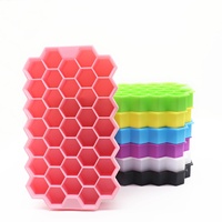 Offre Spéciale Prix Usine Écologique Sans BPA Qualité Alimentaire 37 Cavités Moule à Glaçons en Silicone Nid d'Abeille Coloré Mini Bac à Glaçons