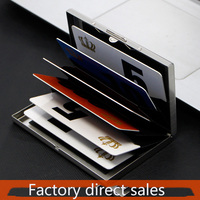 Dompet Kartu Stainless Steel 6 Slot Tipis Anti RFID, Tempat Kartu Bisnis Minimalis Ringkas untuk Pria & Wanita