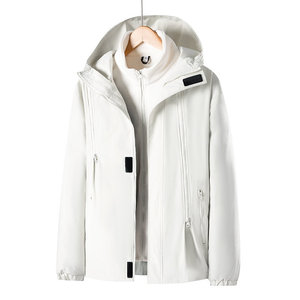 Chaqueta cortavientos con capucha y cremallera, de color sólido, tres en uno, unisex, a prueba de viento, para senderismo y actividades al aire libre. - Product Image 5