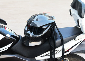 Casco Retro Personalizado de Fibra de Carbono con Cierre Rápido Predator, Casco Integral para Motocicleta Equipado con Faros - Product Image 5