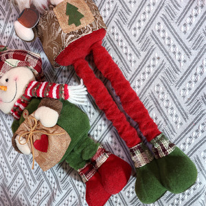 Ornement de Noël transfrontalier en tissu extensible, Poupée debout 31cm-50cm, Motif Plaid Rétro Père Noël Bonhomme de neige, Cadeau de Noël - Product Image 3