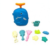 Ensemble de jouets de plage pour enfants sur le thème des animaux en plastique avec valise à roulettes, kit de jeu de sable avec outils et moules pour les enfants de 2 à 7 ans