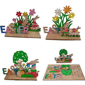 Ornamentos Criativos de Coelho de Páscoa em Madeira Ecológica 18x10cm Decorações Marca XIANPING China - Product Image 2