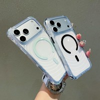 Coque de téléphone magnétique transparente à motif ondulé 3D pour iPhone 17 16 15 Pro Max, compatible avec le chargement sans fil, antichoc, coins renforcés TPU+PC