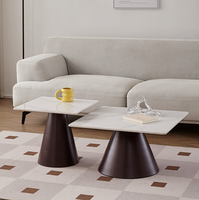 Table basse en marbre tendance et luxueuse - Ensemble rond minimaliste moderne, table élégante et robuste pour le salon