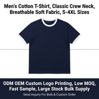 T-shirt uni pour homme, style Ringer, bordure contrastée, manches courtes, tee-shirt vierge 100% coton, poids lourd, haute qualité