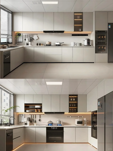 Meubles de cuisine personnalisés de style scandinave avec rangement haut pour rénovation de maison moderne - Product Image 5