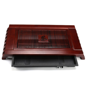 Bandeja de Té de Madera Maciza con Base de Drenaje y Almacenamiento de Agua, Diseño Plano, Estilo Chino, para Set de Té Kung Fu KM68 - Product Image 2