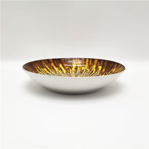 Set d'assiettes en céramique à motif d'impression de tampon de 2 couleurs/18pcs ensembles de vaisselle en porcelaine avec <span class=keywords><strong>ciel</strong></span> étoilé jaune scintillant - Product Image 5