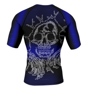 Rashguard – manches courtes pour hommes, couleur bleu et noir, personnalisé, personnalisé, bjj mma rashguard - Product Image 2