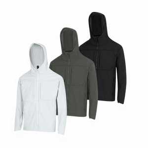 Sweat-shirt décontracté à capuche pour homme, couleur unie, coupe classique, idéal pour l'automne, avec poches tricotées, respirant, blanc, gris, noir - Product Image 1