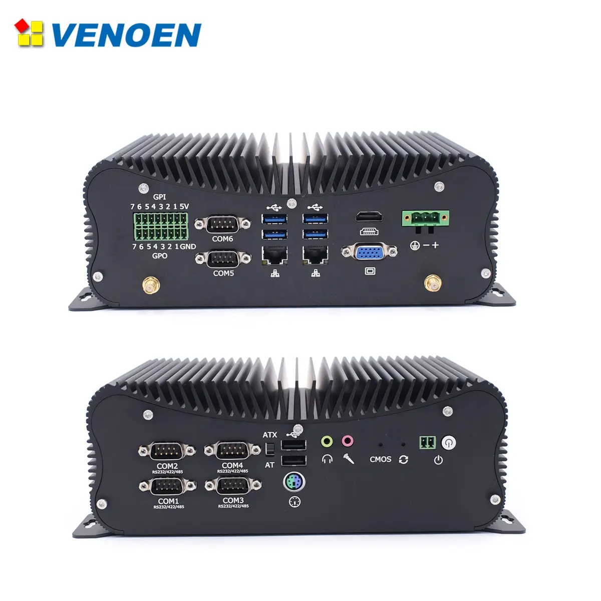 Mini pc with 4 RS485 Dual Lan Computer Industrial Fanless Mini PC Black Quad Core Repair 2 GB Integrated Card 12V 5A Adaptor