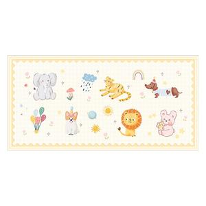 Tapis de sol rectangulaire pour enfants, motif dessin animé mignon, antidérapant, épais, pour chambre d'enfant, style moderne avec plantes et fleurs - Product Image 3