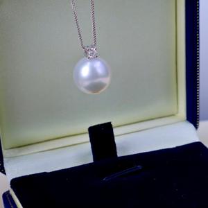 Collana di perle australiane del mare del sud in oro naturale oro bianco 18K impeccabile principessa Diana stile - Product Image 4