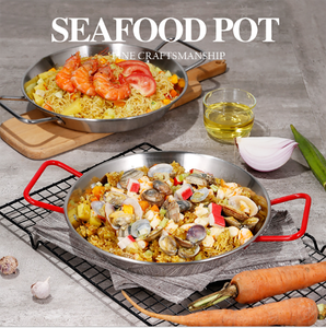 Wholesale Restaurant Kitchenware <strong>Paella</strong> <strong>Pan</strong> Stainless Steel Seafood Pot Non Stick <strong>Paella</strong> <strong>Pan</strong> with Double Handle - Product Image 4